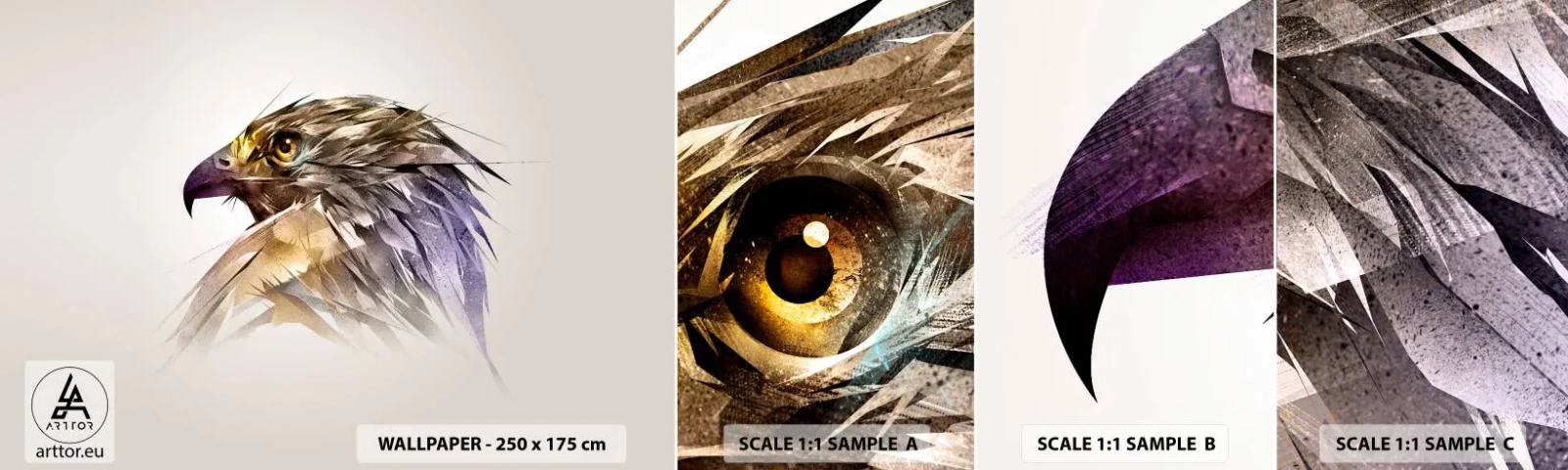 Fototapetenmuster Standard Eco - Porträt eines Kriegers - Abstraktion, Adler, Vogel - 100x30 cm