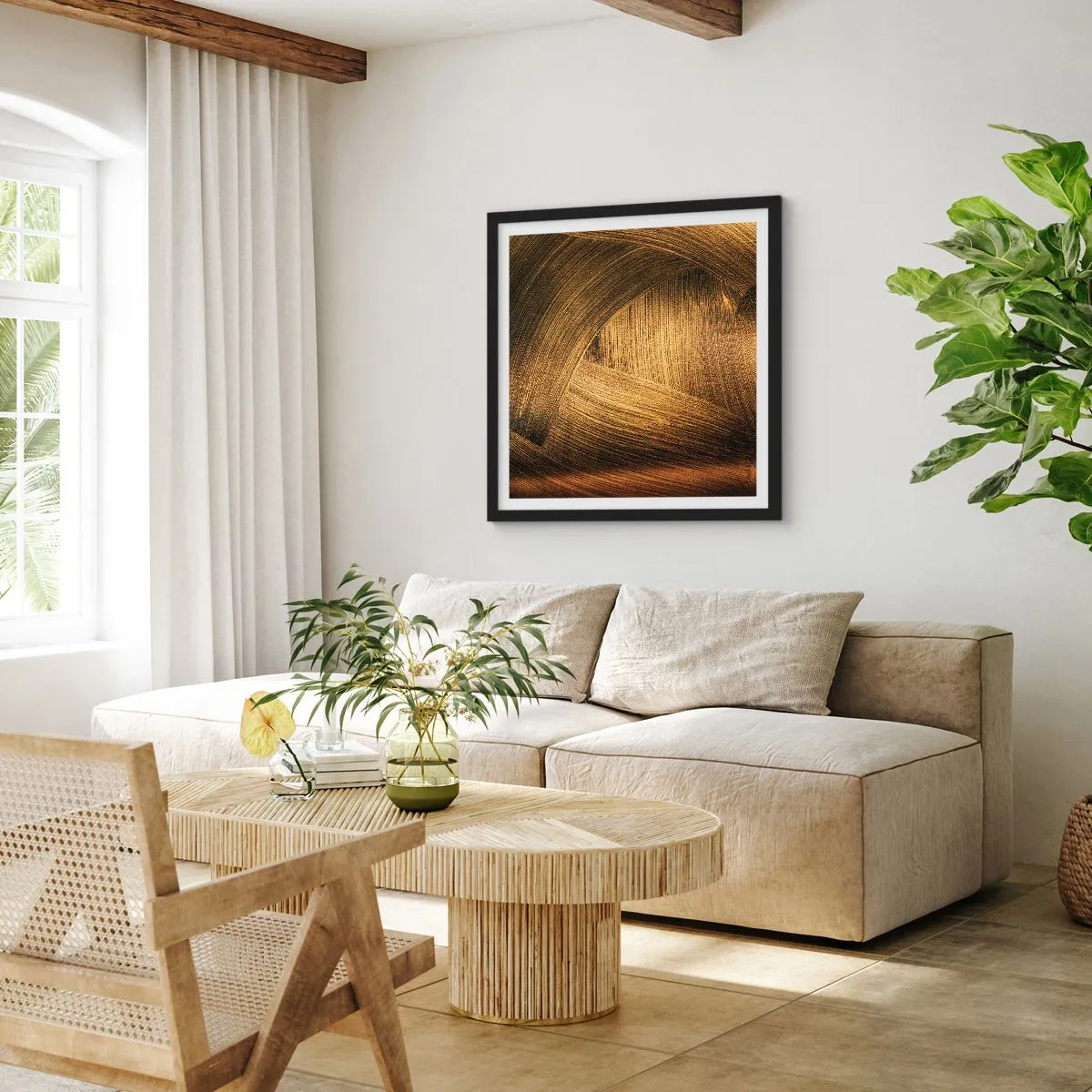 Poster in einem schwarzem Rahmen - In einem goldenen Labyrinth - 50x50 cm