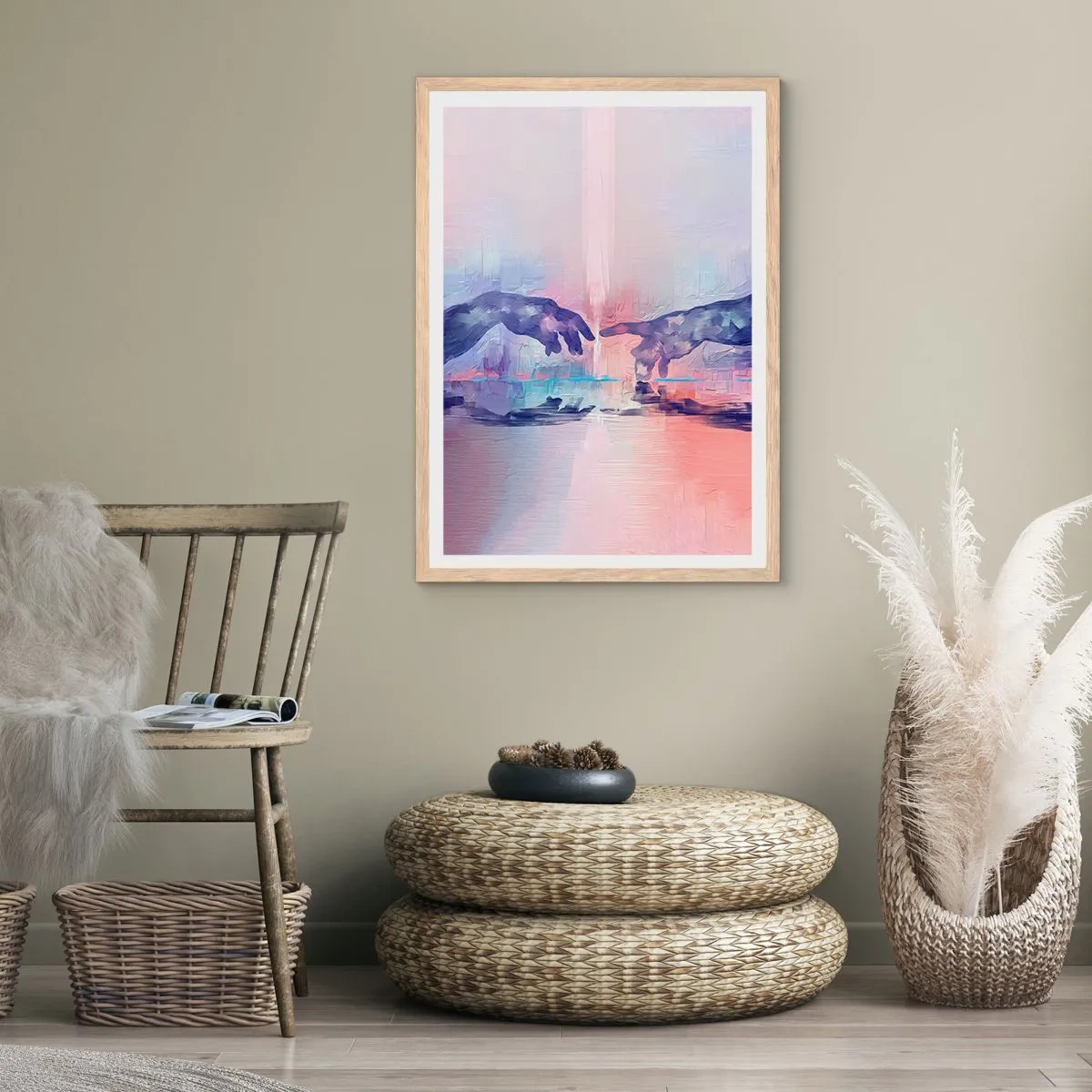 Poster in einem Rahmen aus heller Eiche - Göttlicher Funke des Lebens - 70x100 cm