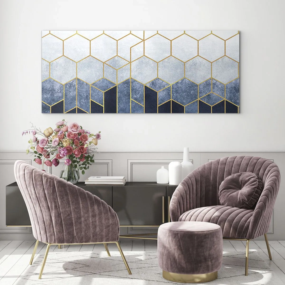 Glasbild - Bild auf glas - Komposition im synkopischen Rhythmus - 100x40 cm