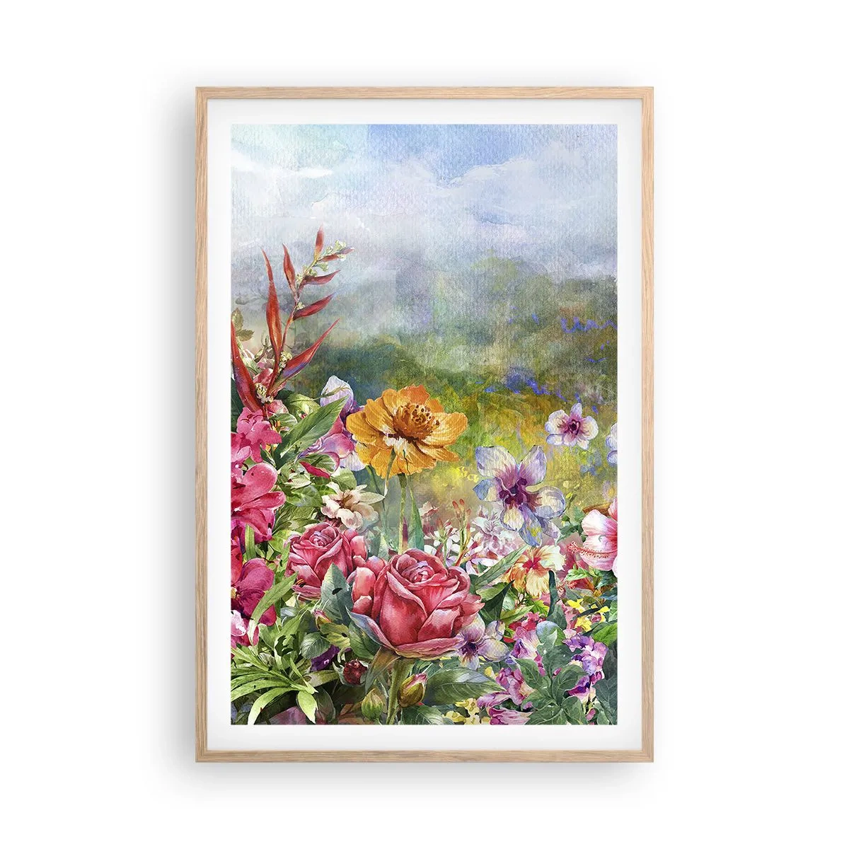 Poster in einem Rahmen aus heller Eiche - Ein Garten, der verrückt geworden ist - 61x91 cm
