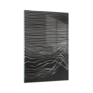 Glasbild - Bild auf glas - Weiße Linien auf dunkelgrauem Hintergrund in abstrakter Anordnung - 70x100cm - Rhythmus und Akzent - Moderne Wanddekoration für Wohnzimmer und Schlafzimmer ARTTOR