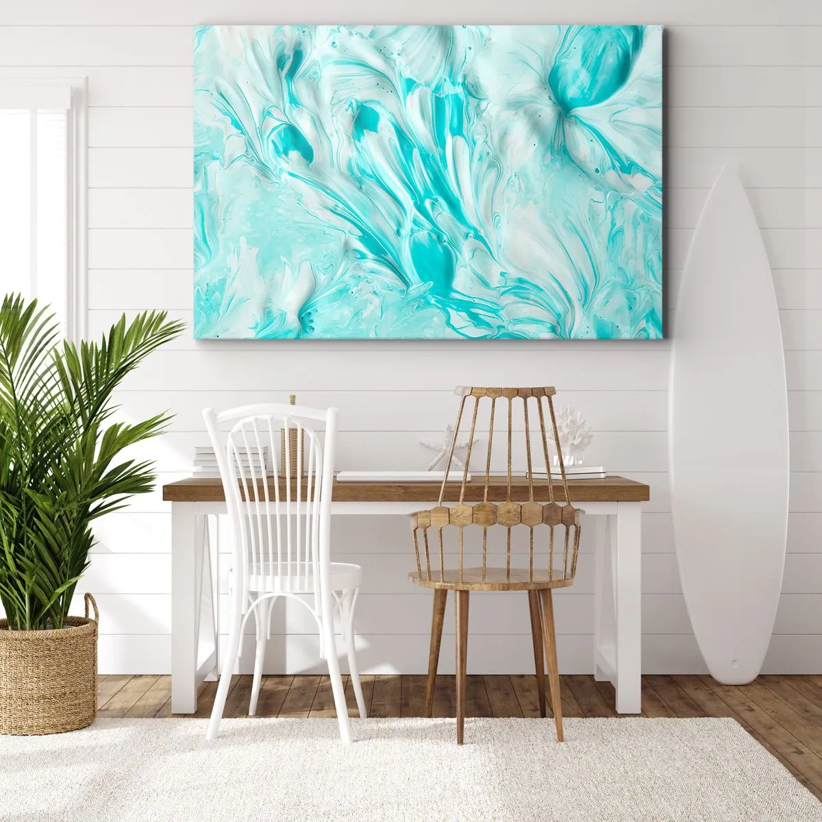 Bild auf Leinwand - Leinwandbild - Ein abstraktes Motiv in Pastelltönen von Blau und Weiß. - 120x80cm - Für immer zusammen - Moderne Wanddekoration für Wohnzimmer und Schlafzimmer ARTTOR