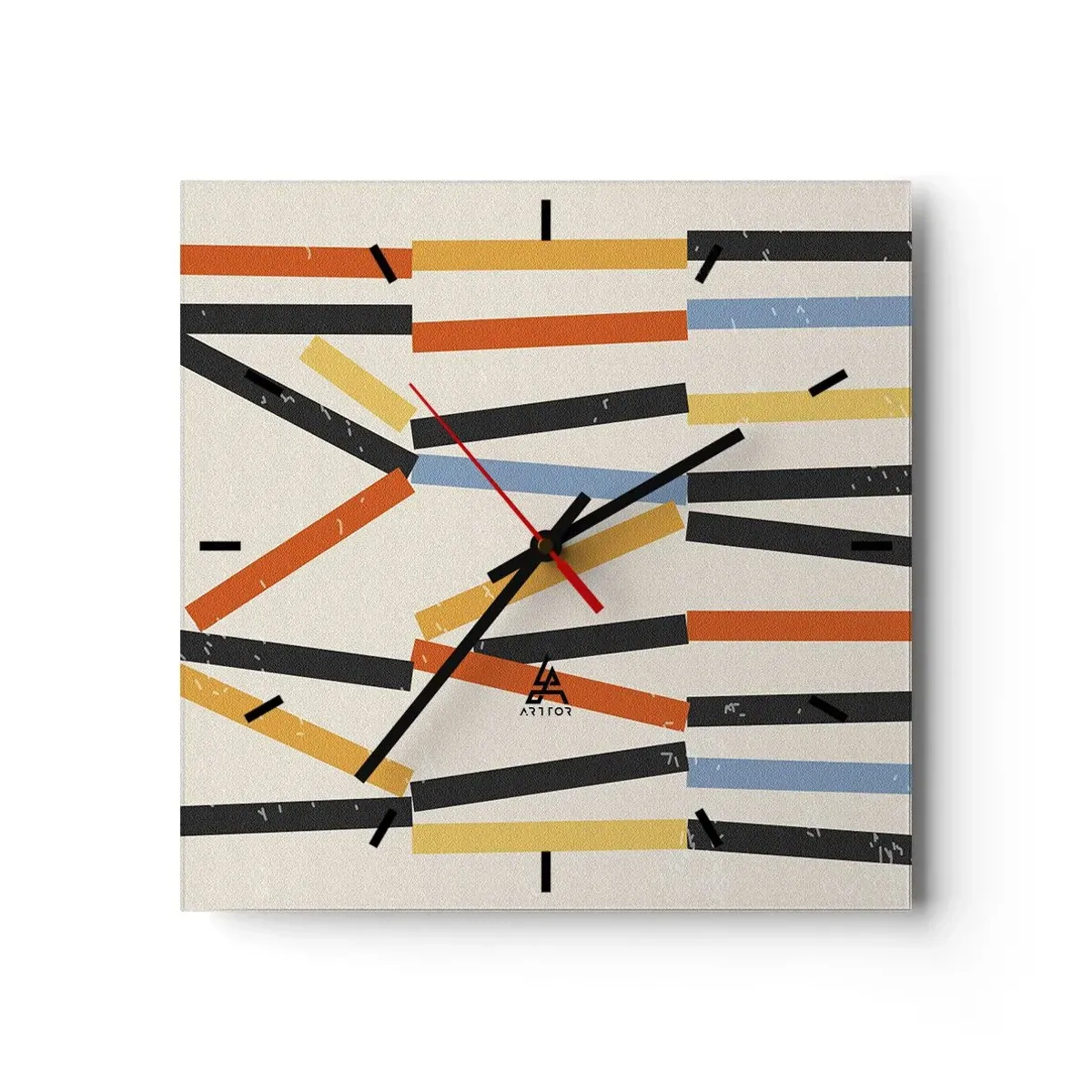 Wanduhr - Glasuhr - Komposition auf der Ebene - 40x40 cm