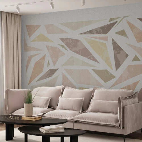 Fototapete Premium Canvas - Buntglas-Komposition - Minimalismus, Pastell, Boho - 200x140 cm