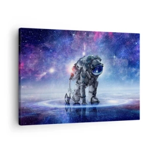 Bild auf Leinwand - Leinwandbild - Astronaut in einer galaktischen Landschaft - 70x50cm - Der Sternenhimmel über mir - Moderne Wanddekoration für Wohnzimmer und Schlafzimmer ARTTOR