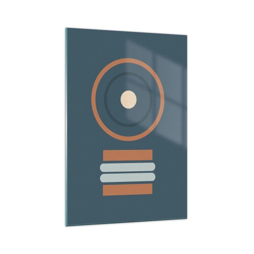 Glasbild - Bild auf glas - Eine geometrische Komposition mit Kreisen und Rechtecken in gedämpften Farben. - 70x100cm - Das Wesen der Dinge - Moderne Wanddekoration für Wohnzimmer und Schlafzimmer ARTTOR