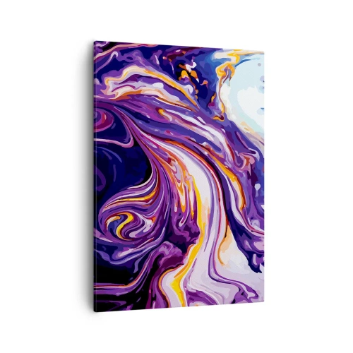 Bild auf Leinwand - Leinwandbild - Ein dynamisches abstraktes Muster in Lila- und Gelbtönen. - 50x70cm - Die Falte ist lila geworden - Moderne Wanddekoration für Wohnzimmer und Schlafzimmer ARTTOR