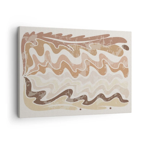 Bild auf Leinwand - Leinwandbild - Wellenförmige abstrakte Linien in Beigetönen - 70x50cm - Gute Energie – gute Gefühle - Moderne Wanddekoration für Wohnzimmer und Schlafzimmer ARTTOR