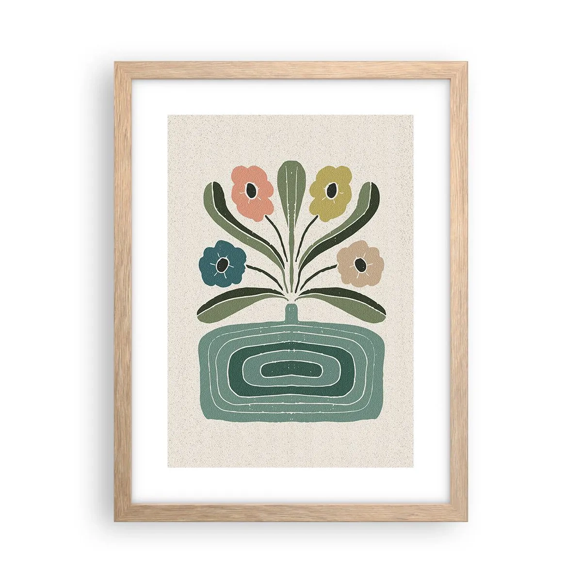 Poster in einem Rahmen aus heller Eiche - Symmetrischer Strauß - 30x40 cm