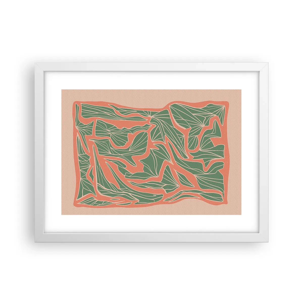 Poster in einem weißen Rahmen - Kampf zwischen Korallen und Grün - 40x30 cm