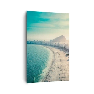 Bild auf Leinwand - Leinwandbild - Panorama des Copacabana-Strandes mit Bergen im Hintergrund in Rio de Janeiro - 80x120cm - Ewiger Urlaub in Rio - Moderne Wanddekoration für Wohnzimmer und Schlafzimmer ARTTOR