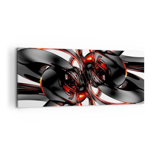 Bild auf Leinwand - Leinwandbild - Uhrwerk in Graphit und Rot - 100x40 cm
