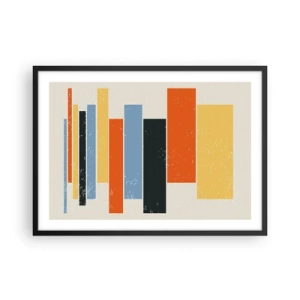 Poster in einem schwarzem Rahmen - Bunte Rechtecke in moderner Anordnung - 70x50cm - Musiknotation - Moderne Wanddekoration für Wohnzimmer und Schlafzimmer ARTTOR