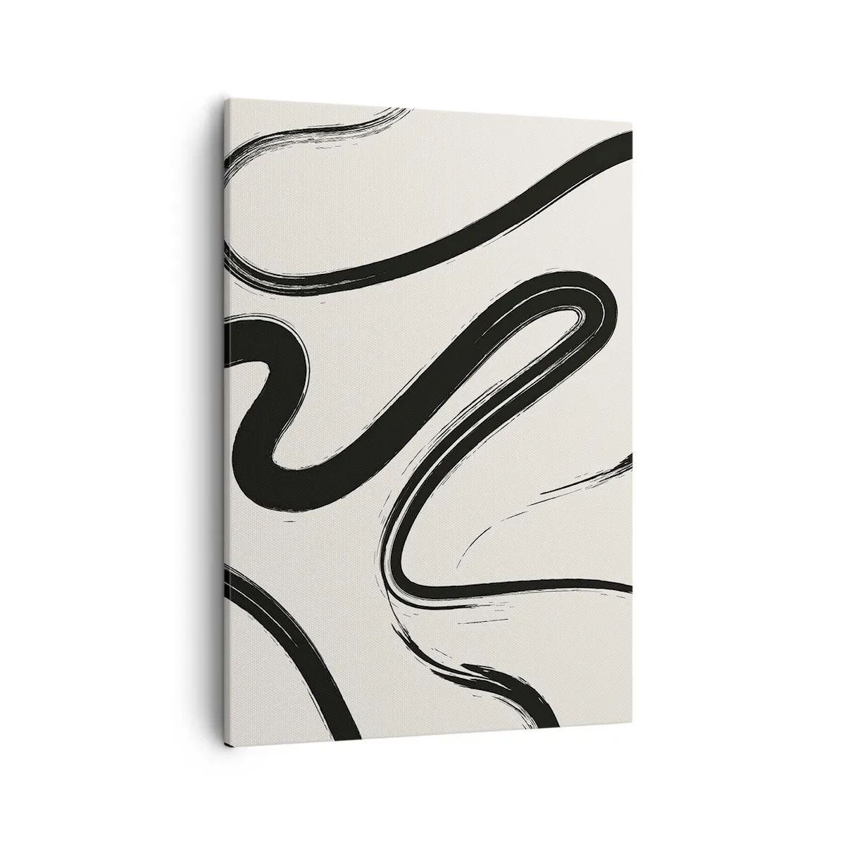 Bild auf Leinwand - Leinwandbild - Schwarz-weiße geschwungene Linien auf hellem Hintergrund - 50x70cm - Schwarz-Weiß-Laune - Moderne Wanddekoration für Wohnzimmer und Schlafzimmer ARTTOR