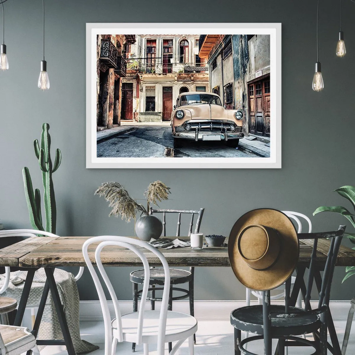 Poster in einem weißen Rahmen - Die Siesta in Havanna - 100x70 cm