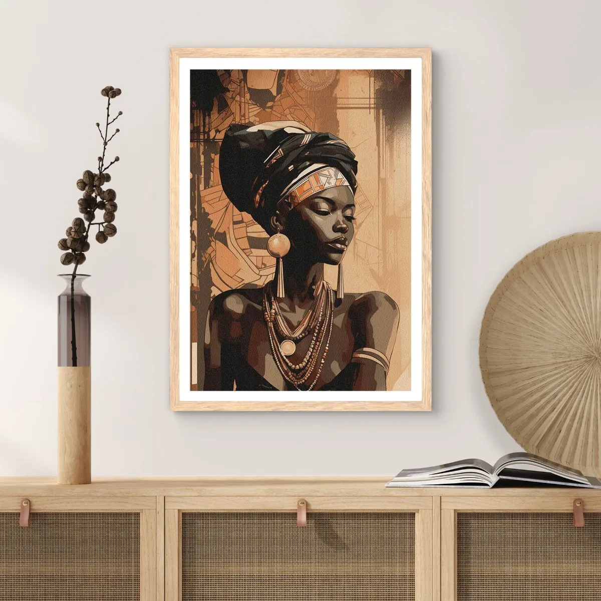 Poster in einem Rahmen aus heller Eiche - Afrikanische Majestät - 40x50 cm