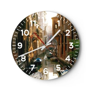 Wanduhr - Glasuhr - In einer venezianischen Gasse - 30x30 cm