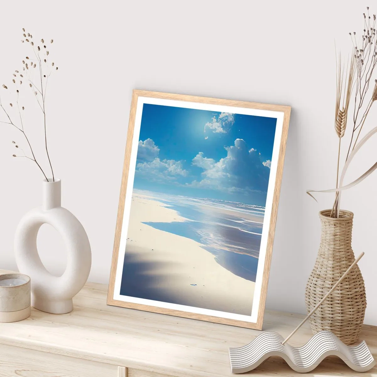 Poster in einem Rahmen aus heller Eiche - Paradiesischer Urlaub - 40x50 cm