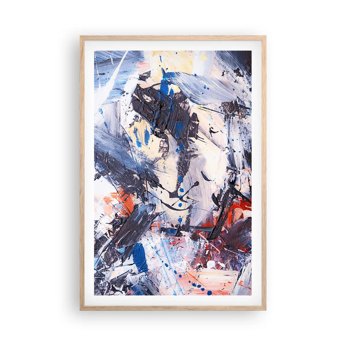 Poster in einem Rahmen aus heller Eiche - Verrückter Tanz der Abstraktion - 61x91 cm