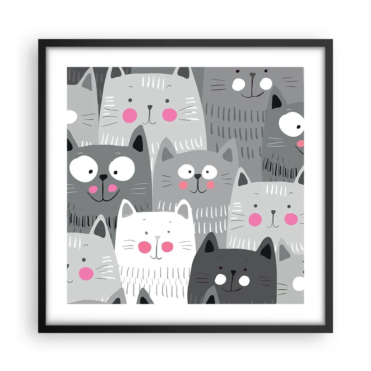 Poster in einem schwarzem Rahmen - Katzenwelt - 50x50 cm