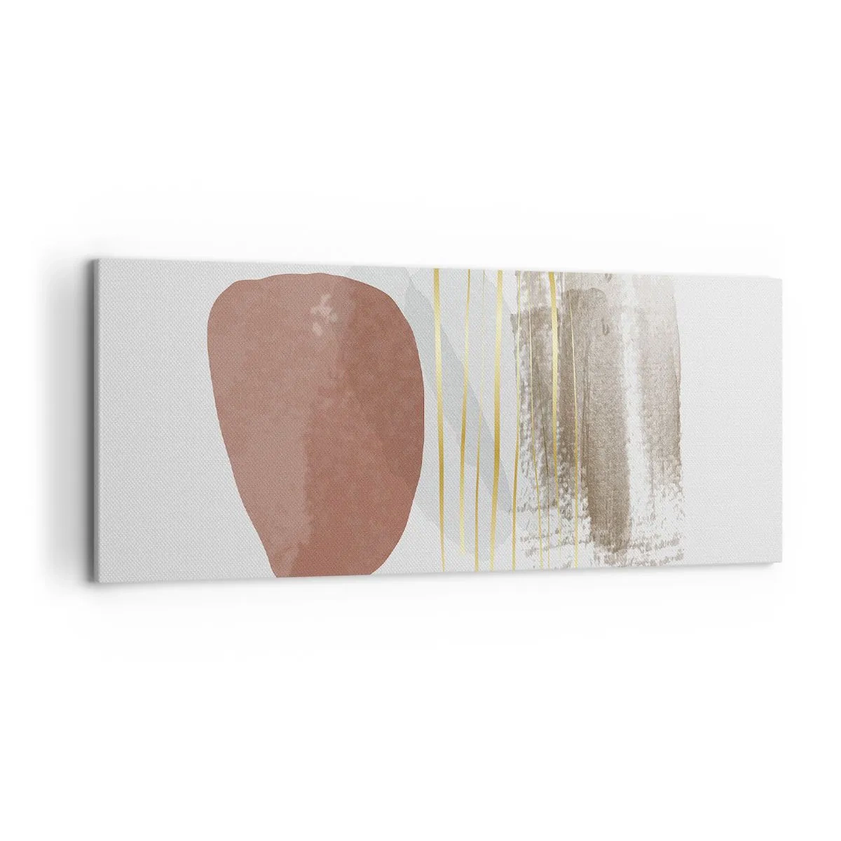 Bild auf Leinwand - Leinwandbild - Abstrakte Komposition in Beige- und Goldtönen - 120x50cm - Abstrakte Kolonnade - Moderne Wanddekoration für Wohnzimmer und Schlafzimmer ARTTOR