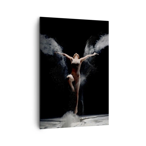 Bild auf Leinwand - Leinwandbild - Eine Tänzerin in Bewegung mit einem auffälligen Staubeffekt auf schwarzem Hintergrund - 70x100cm - Elfen existieren - Moderne Wanddekoration für Wohnzimmer und Schlafzimmer ARTTOR
