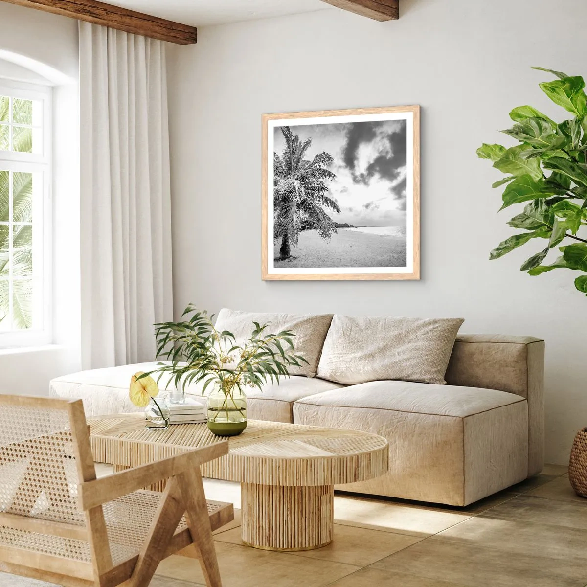 Poster in einem Rahmen aus heller Eiche - Wenn du dich nach Einsamkeit sehnst ... - 60x60 cm