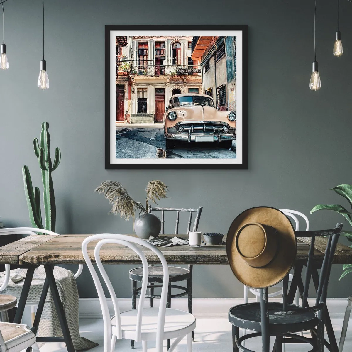 Poster in einem schwarzem Rahmen - Die Siesta in Havanna - 40x40 cm