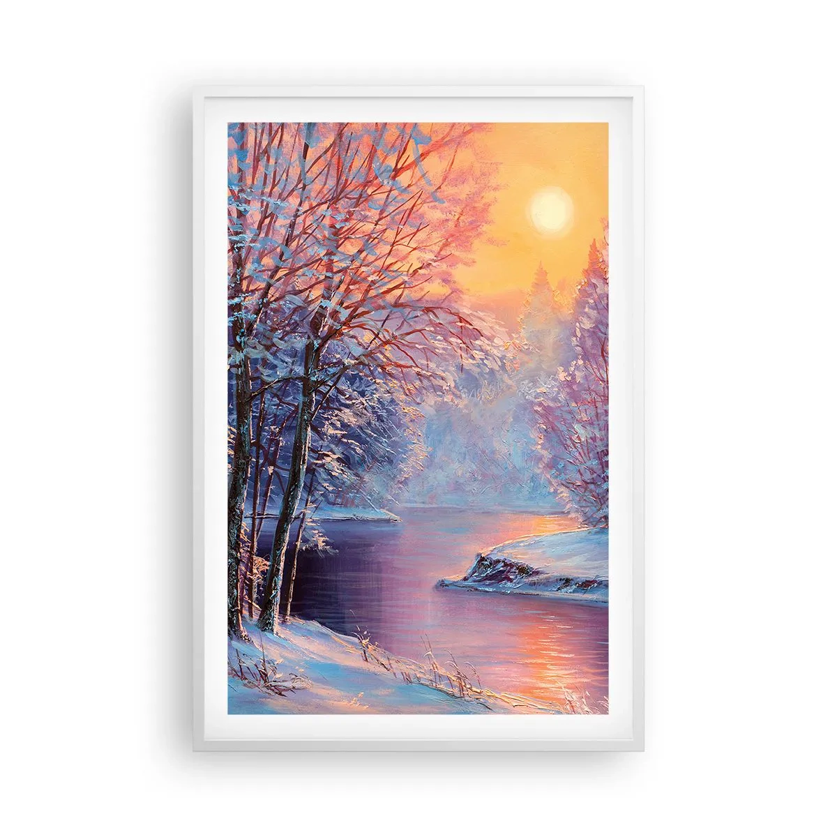 Poster in einem weißen Rahmen - Die Farben des Winters - 61x91 cm