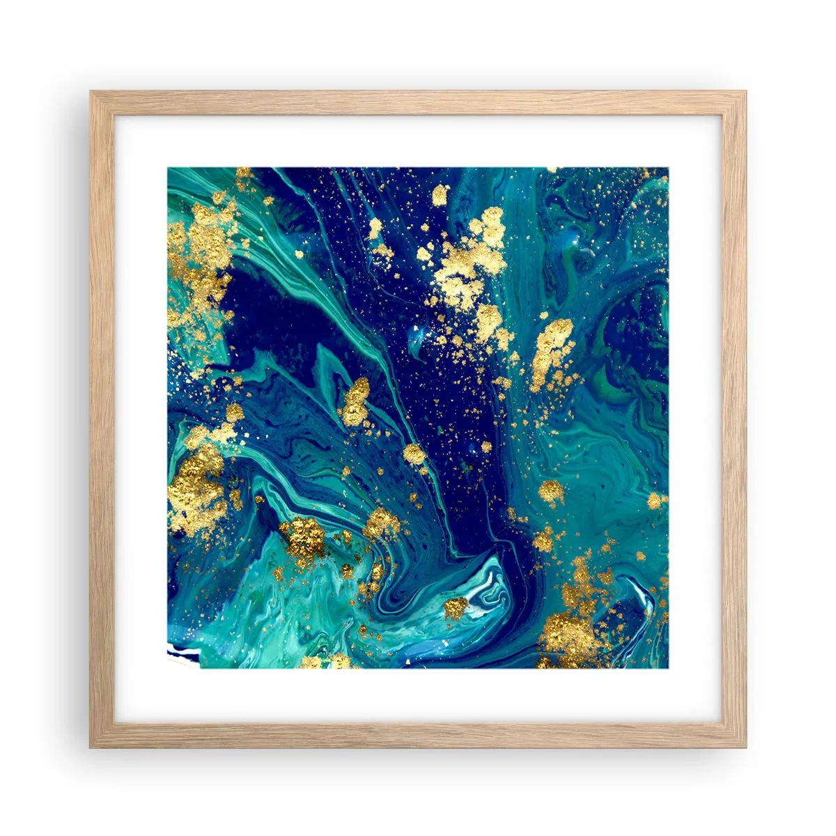 Poster in einem Rahmen aus heller Eiche - Die Blütenblätter der Sonne - 40x40 cm
