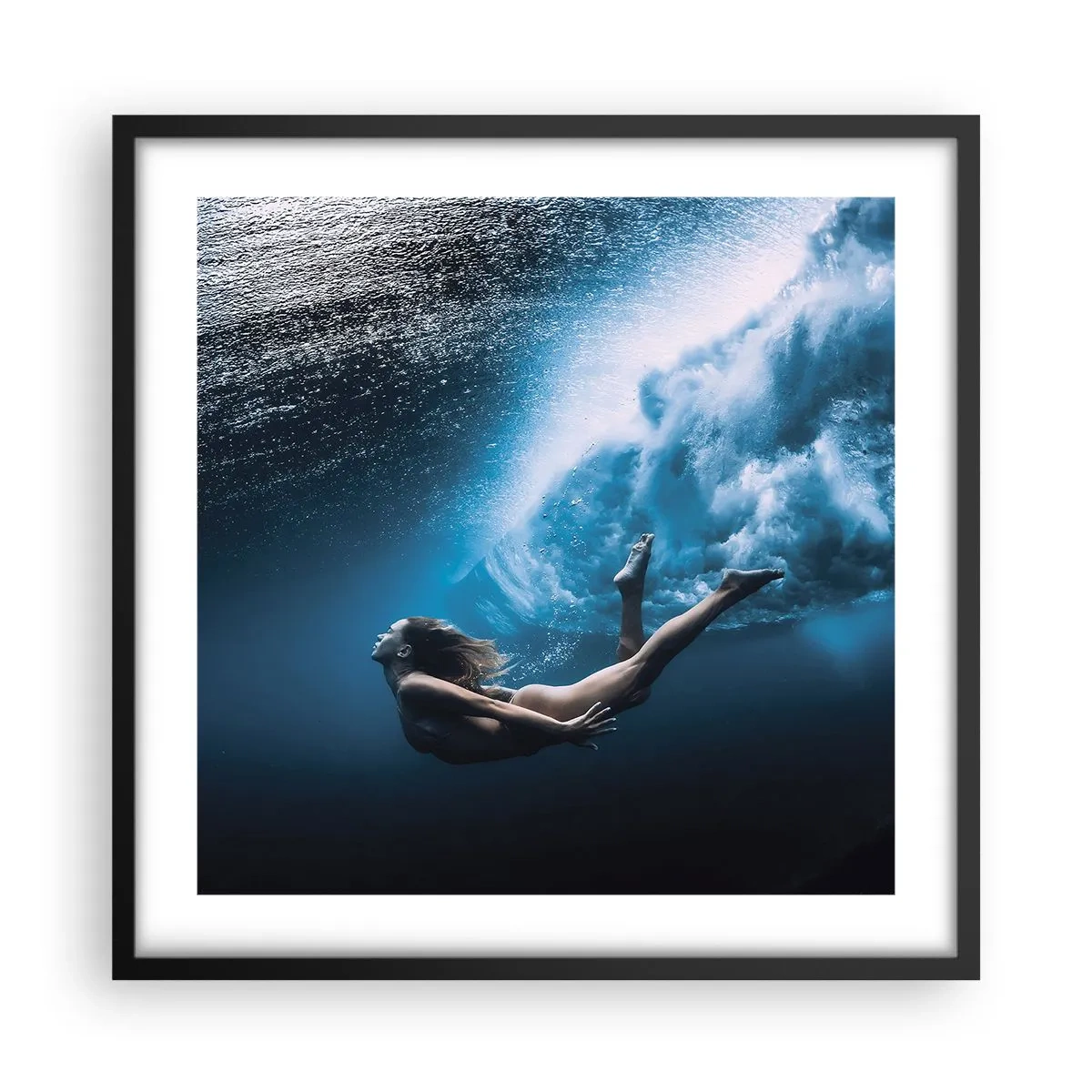 Poster in einem schwarzem Rahmen - Moderne Meerjungfrau - 50x50 cm