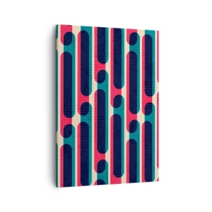 Bild auf Leinwand - Leinwandbild - Geometrisches Retro-Muster mit Pastellfarben - 50x70cm - In die Tiefe und vorwärts - Moderne Wanddekoration für Wohnzimmer und Schlafzimmer ARTTOR