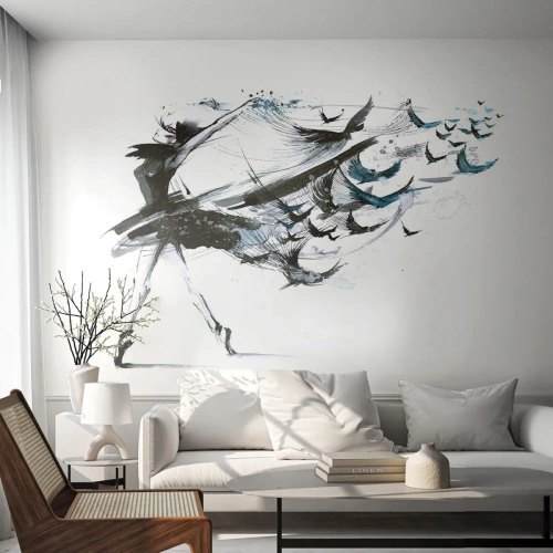 Fototapete Premium Sand - Die Magie der Musik befreit dich vom Bann - Abstraktion, Frau, Tanzen - 500x350 cm