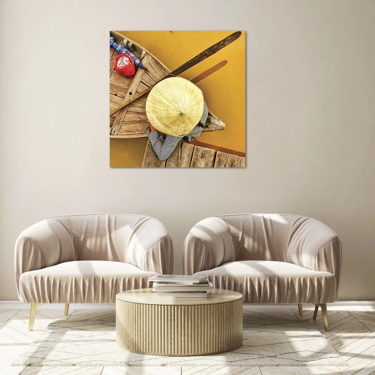 Glasbild - Bild auf glas - Leben am Gelben Fluss - 70x70 cm