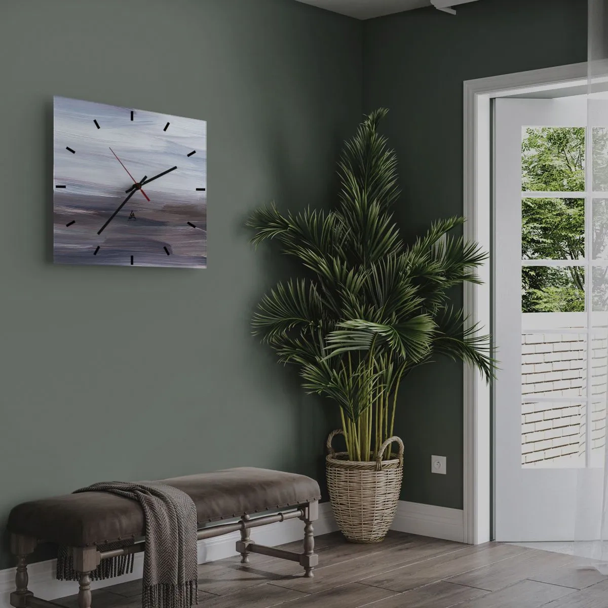 Wanduhr - Glasuhr - Elemente: Wasser - 40x40 cm