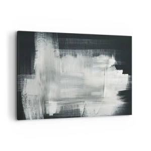 Bild auf Leinwand - Leinwandbild - Weiße abstrakte Striche auf dunklem Hintergrund - 100x70cm - Vertikal und horizontal gewebt - Moderne Wanddekoration für Wohnzimmer und Schlafzimmer ARTTOR