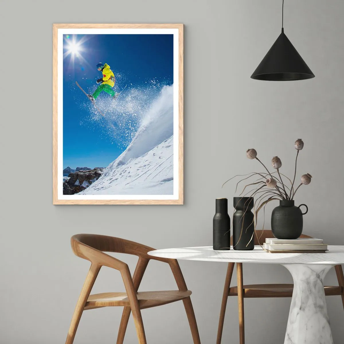 Poster in einem Rahmen aus heller Eiche - Tanzen mit den Bergen - 40x50 cm