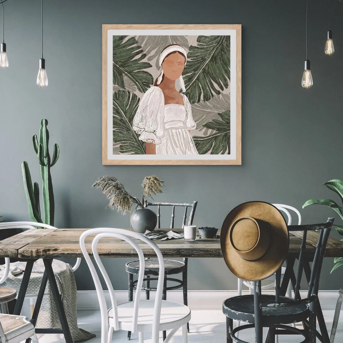 Poster in einem Rahmen aus heller Eiche - Exotisches Porträt - 50x50 cm