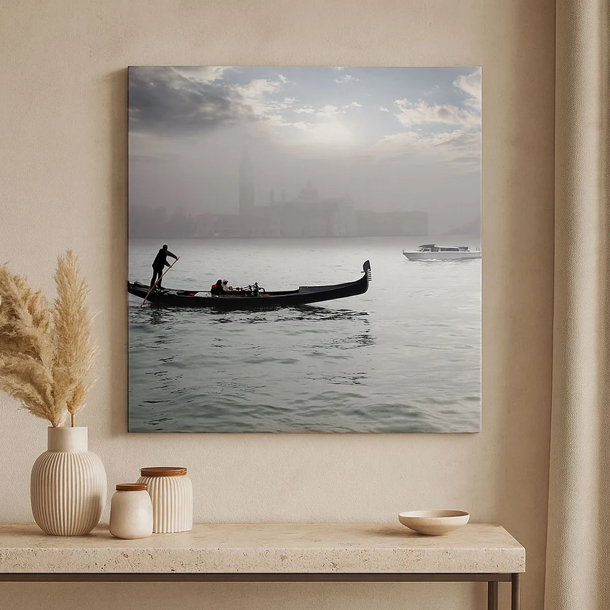 Bild auf Leinwand - Leinwandbild - Eine fabelhafte Stadt aus Wasser und Nebel - 30x30 cm