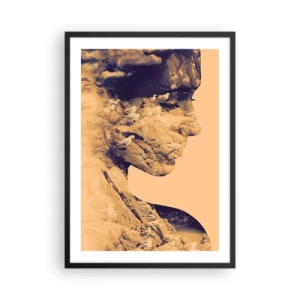 Poster in einem schwarzem Rahmen - Porträt mit Landschaft im Doppelbelichtungsstil - 50x70cm - Von Natur aus schön - Moderne Wanddekoration für Wohnzimmer und Schlafzimmer ARTTOR