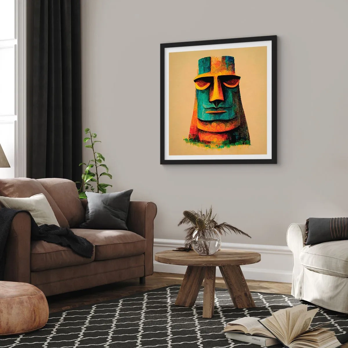 Poster in einem schwarzem Rahmen - Statuenhaft und sympathisch - 30x30 cm
