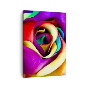 Bild auf Leinwand - Leinwandbild - Eine bunte Rose in Regenbogenfarben - 50x70cm - Es ist unmöglich - Moderne Wanddekoration für Wohnzimmer und Schlafzimmer ARTTOR
