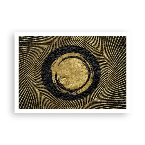 Poster - Geometrische Komposition in Schwarz und Gold mit Strahlen - 100x70cm - Glamour-Komposition - Moderne Wanddekoration für Wohnzimmer und Schlafzimmer ARTTOR