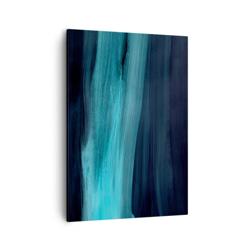 Bild auf Leinwand - Leinwandbild - Dezente abstrakte Wellen in dunklen Blautönen - 50x70cm - Gehen Sie mit dem Strom - Moderne Wanddekoration für Wohnzimmer und Schlafzimmer ARTTOR