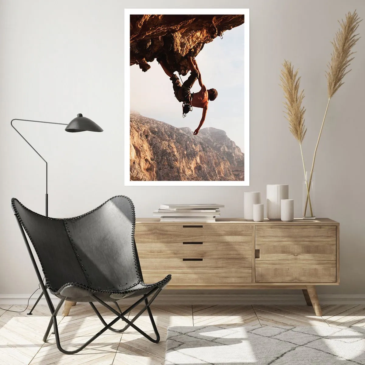 Poster - Die Welt ist in einer Hand auf einem Felsblock geschrumpft - 30x40 cm