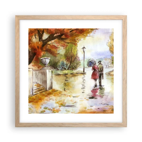 Poster in einem Rahmen aus heller Eiche - Romantischer Herbst im Park - 40x40 cm