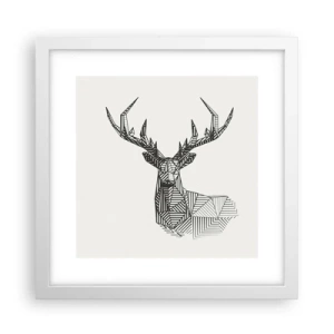 Poster in einem weißen Rahmen - Ein Hirsch im kubistischen Stil - 30x30 cm