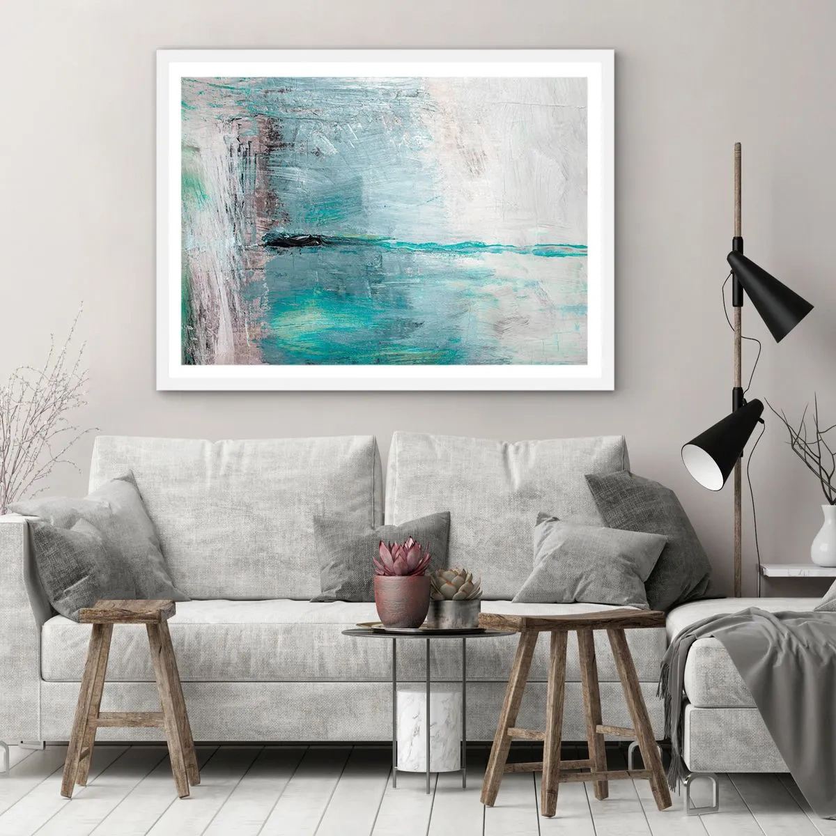 Poster in einem weißen Rahmen - Horizontal in Blau - 70x50 cm