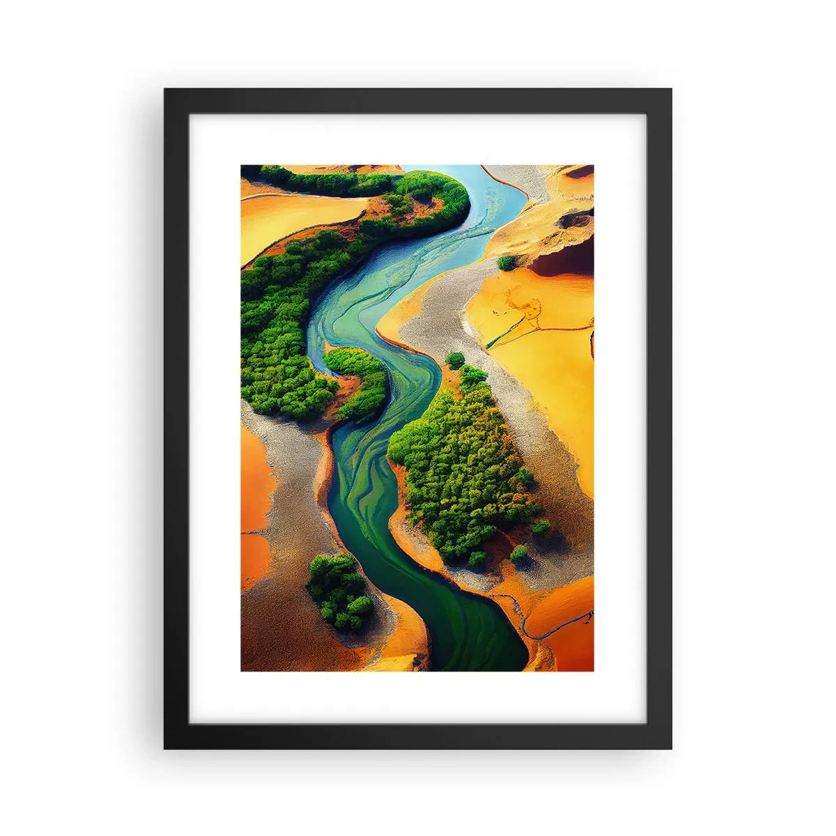 Poster in einem schwarzem Rahmen - Lebensspendender Fluss - 30x40 cm